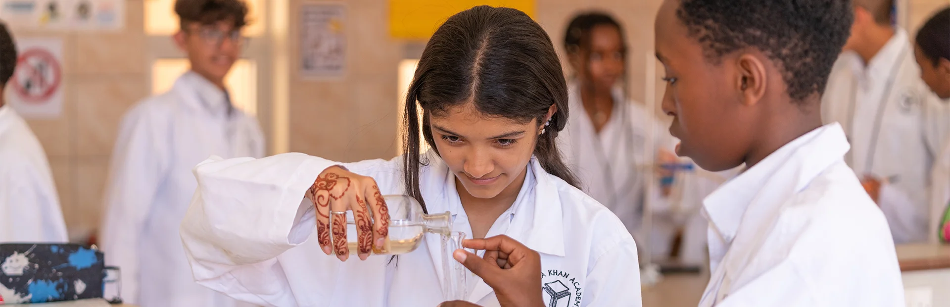  Students conducting an experiment.