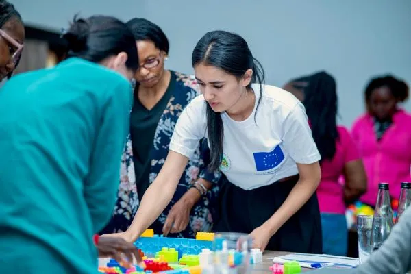 Teacher with a student.