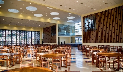 The dining set up in the Commons.