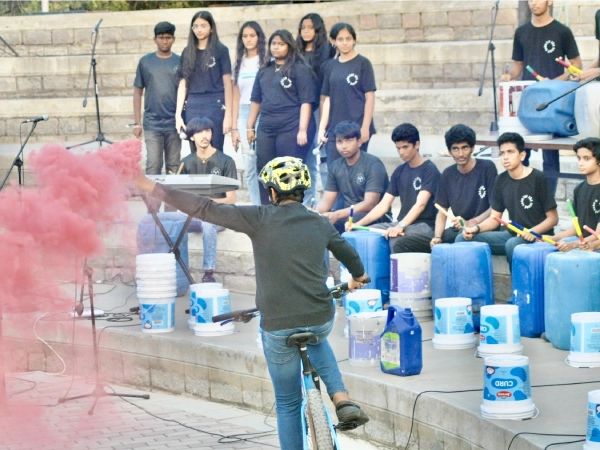 Stomping by students.