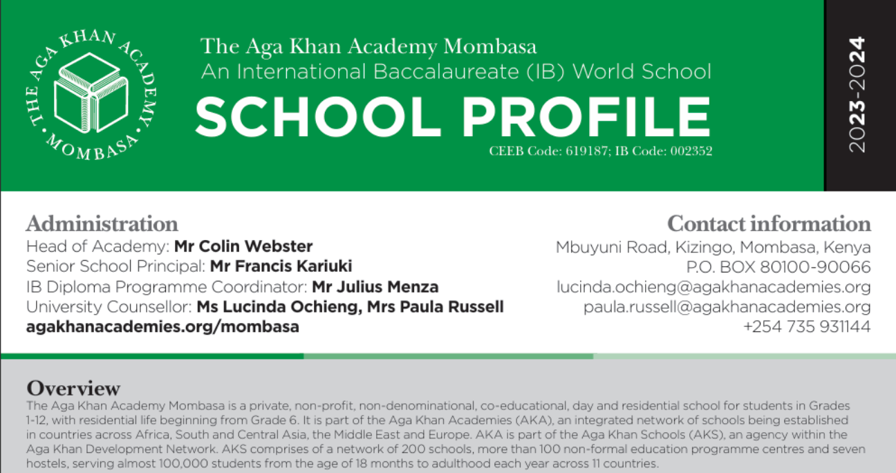 <p>AKA Mombasa IB School Profile 2023-2024</p>