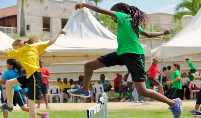 Students participating in track and field.