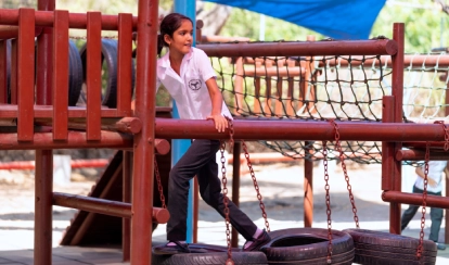  AKA Mombasa Junior School students playing in the playground outside. 