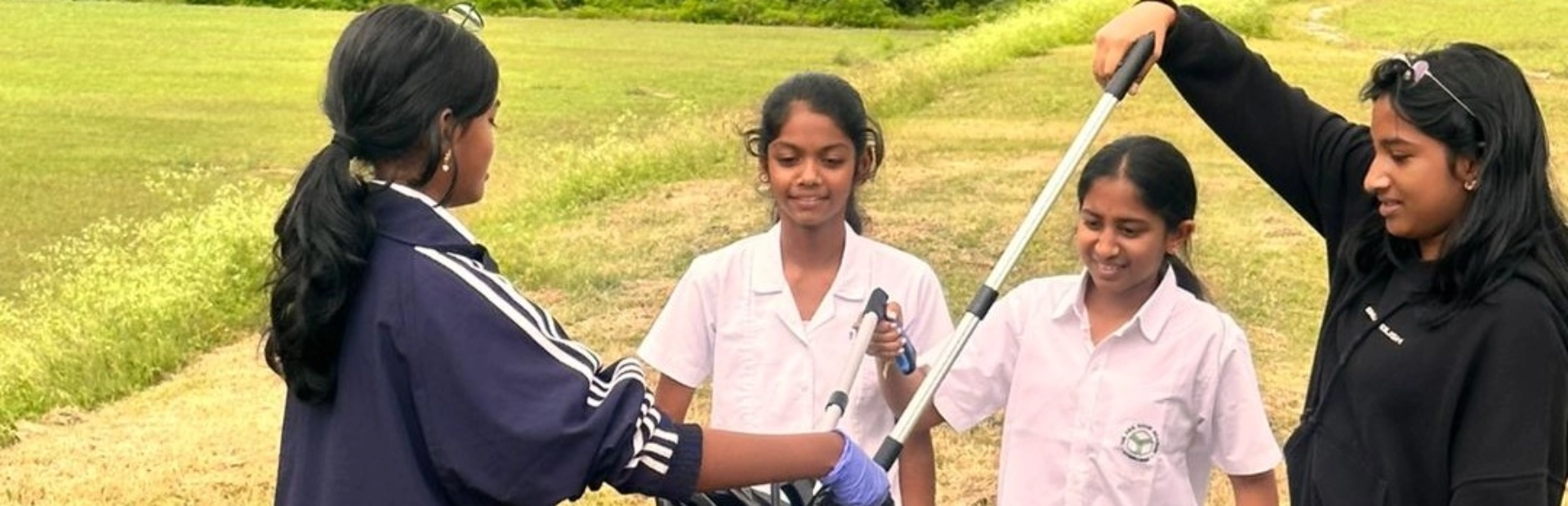 Students cleaning the campus.